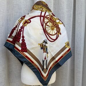 Metropolitan Museum of Art silk scarf horse carriage and soldier motif, Italy